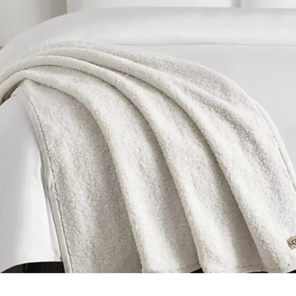New with Tags UGG Home Nisa Shearling Throw Blanket‎ Snow White 50x 70 - Picture 7 of 8